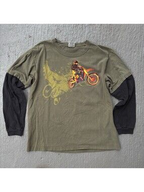 2000s BOYS Motorcycle Long Sleeve Tony Hawk Style YOUTH XL Shirt